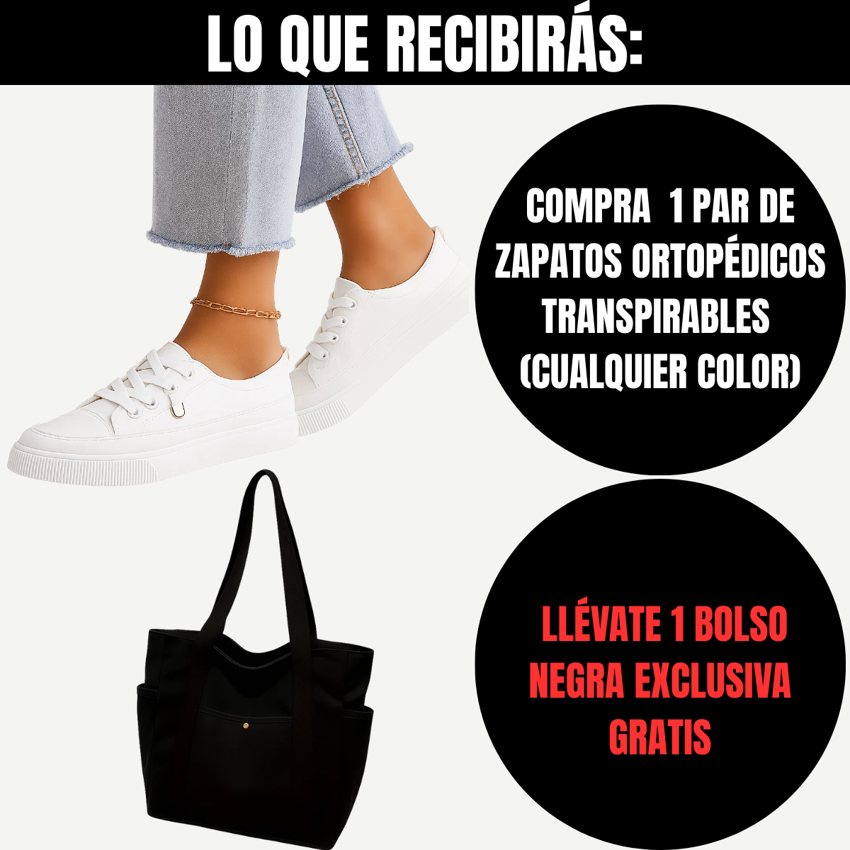Compra Zapatos ortopédicos transpirables y llévate 1 bolso negro exclusivo gratis