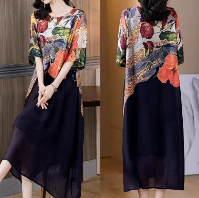 Compra Vestido Elegante con Estampado Floral y llévate 1 bufanda bordada bohemia exclusiva de BlomLane