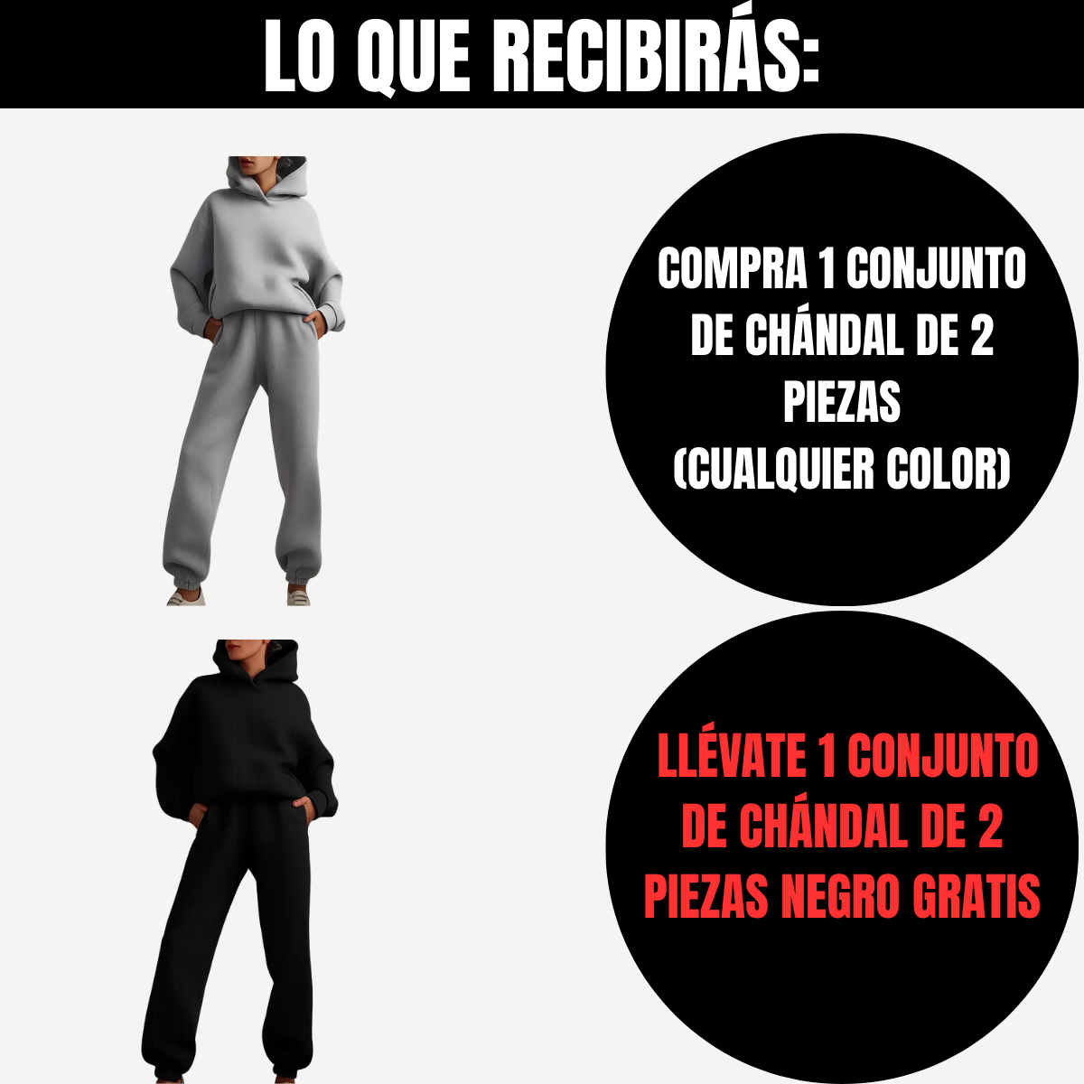 Compra 1 Conjunto de Chándal de 2 Piezas y llévate 2 (tu color favorito + BlomLane™ negro clásico)