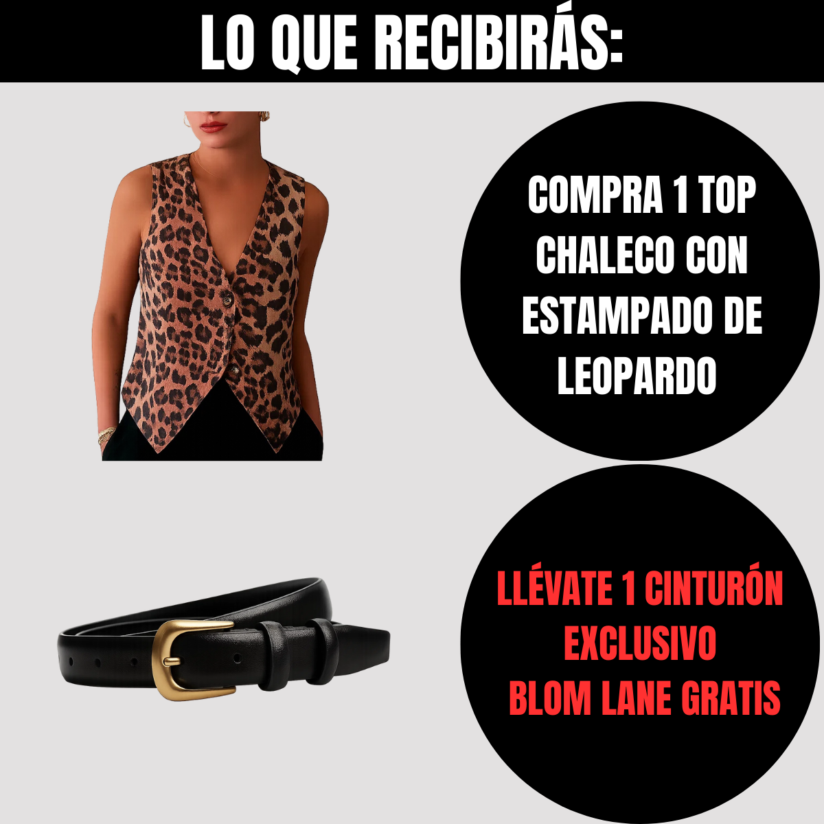 Compra 1 Chaleco con Estampado de Leopardo y obtén 1 cinturón de moda exclusivo BlomLane™