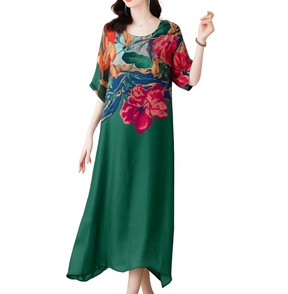 Compra Vestido Elegante con Estampado Floral y llévate 1 bufanda bordada bohemia exclusiva de BlomLane