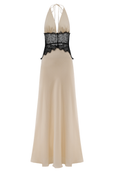 Compra 1 Vestido Largo de Encaje y Satén y gana 1 bolso de mano exclusivo BlomLane™ negro