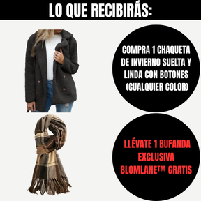 Compra 1 Chaqueta de Invierno Suelta y Linda con Botones y gana 1 bufanda exclusiva BlomLane™