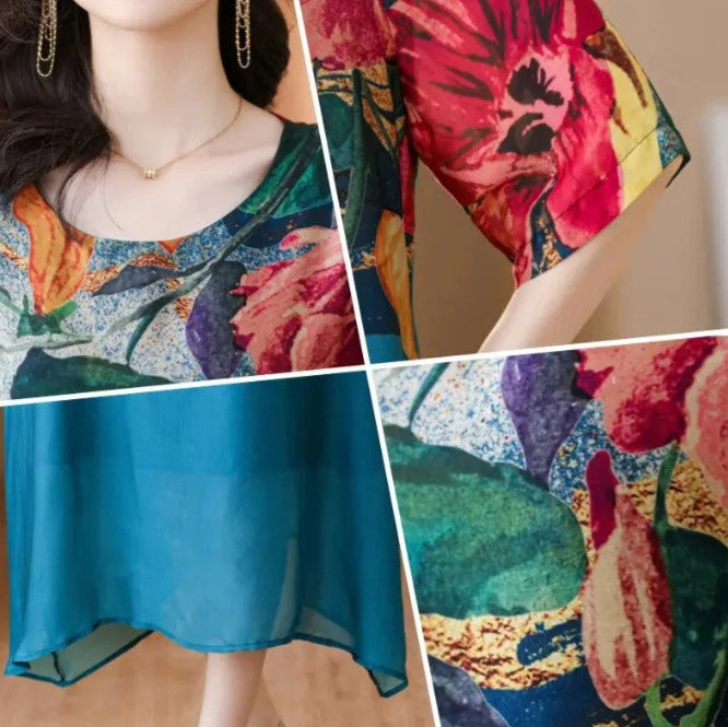 Compra Vestido Elegante con Estampado Floral y llévate 1 bufanda bordada bohemia exclusiva de BlomLane