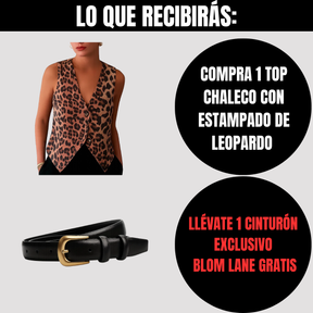 Compra 1 Chaleco con Estampado de Leopardo  y obtén 1 cinturón de moda exclusivo BlomLane™